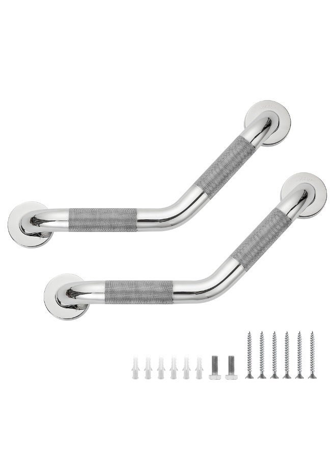 WALALLA 2 Pack Bath Safety Grab Bars for Bathtubs and Showers,135° Angled Shower Grab Bar for Seniors Knurled Stainless Steel Handicap Grab Bars for Wall - Image 1